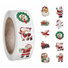 Rollo De 500 Stickers Navidad Navideño Viejito Pascuero